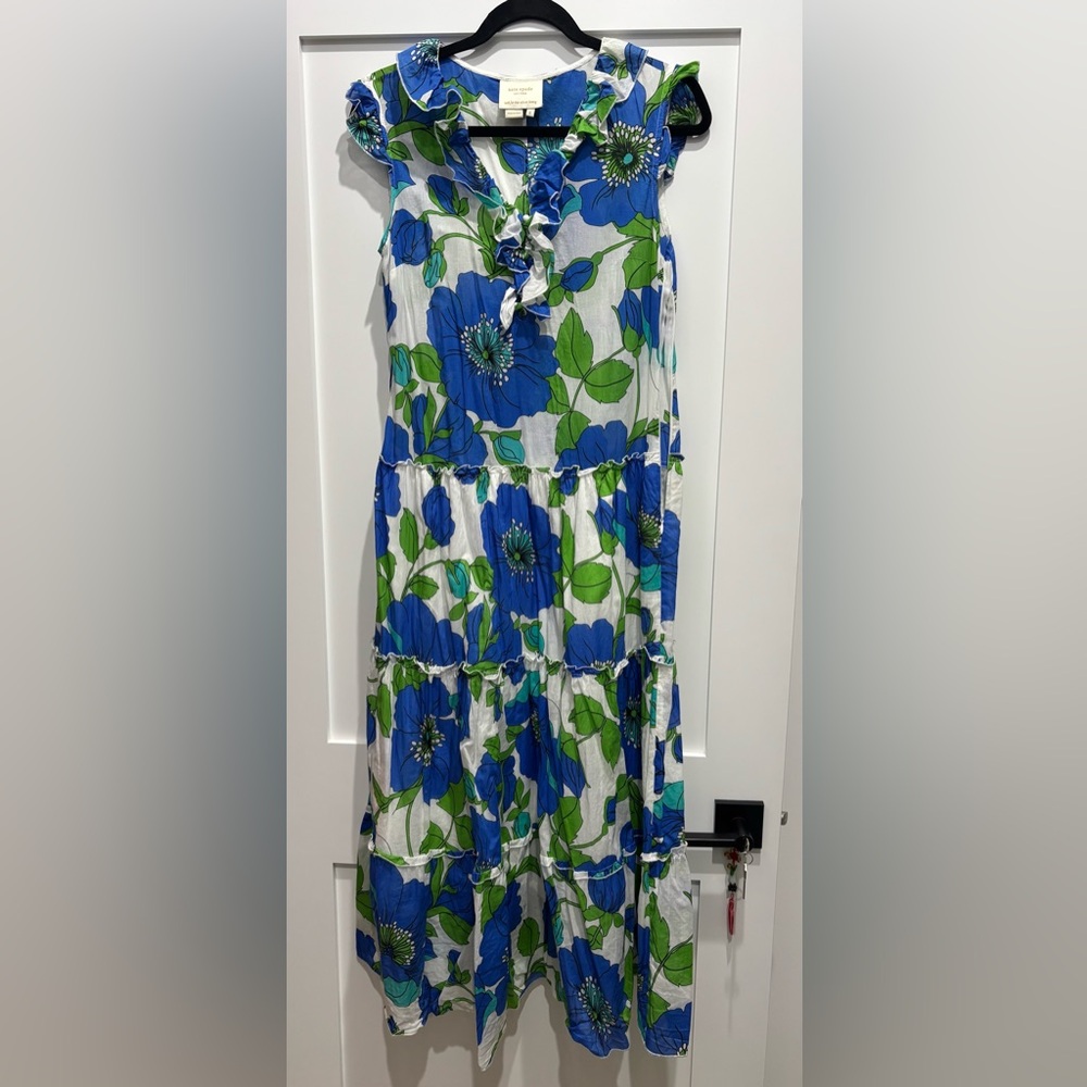 kate spade Blue and Green Floral Tiered Maxi Dress - Picture 2 of 4